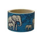 Cache pot rond haut de gamme en tissu coton wax de qualité supérieur et structure en bois  C 86