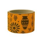 Cache pot rond haut de gamme en tissu coton wax de qualité supérieur et structure en bois  C 88