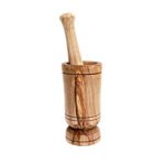 Ensemble de Mortier et Pilon haut gamme design cylindrique en Bois d'Olivier fait main MM