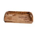 Plateau de service rustique avec 2 poignée rectangulaire haut gamme en Bois d'olivier fait main T2