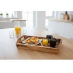 Plateau de service rustique avec 2 poignée rectangulaire haut gamme en Bois d'olivier fait main T2 – Image 2