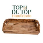 Plateau de service rustique avec 2 poignée rectangulaire haut gamme en Bois d'olivier fait main T2 – Image 3