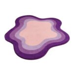 Tapis en laine tufté main rond irrégulier style abstrait moderne à motif dégradé violet pour salon
