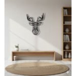 Tête de Cerf noir haut de gamme en bois du style origami géométrique fabrication artisanale – Image 5