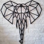 Tête d’Éléphant noir haut de gamme en bois du style origami géométrique fabrication artisanale – Image 4