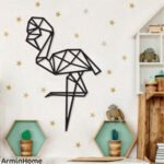 Flaman Noir Tableau Mural haut de gamme en bois noir du style origami géométrique fabrication artisanale – Image 2