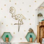 Flaman Doré Tableau Mural haut de gamme en bois noir du style origami géométrique fabrication artisanale – Image 2