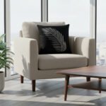 Coussin carrée noir haut de gamme en velours de qualité supérieure motif plume brodé argent de style vintage – Image 2