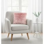 Coussin en fausse fourrure haut de gamme carrée en rose de qualité supérieure de style vintage – Image 2