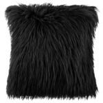 Coussin en fausse fourrure haut de gamme carrée en noir de qualité supérieure de style vintage