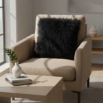Coussin en fausse fourrure haut de gamme carrée en noir de qualité supérieure de style vintage – Image 2