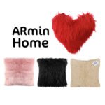 Coussin en fausse fourrure haut de gamme carrée en beige de qualité supérieure de style vintage – Image 3