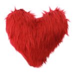 Coussin en fausse fourrure haut de gamme design cœur en rouge de qualité supérieure de style vintage