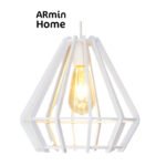 Suspension design Armin Home blanc en bois Suspension ajourée en lamelles de bois de style vintage fabrication artisanale T2