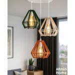 Suspension design Armin Home blanc en bois Suspension ajourée en lamelles de bois de style vintage fabrication artisanale T2 – Image 2