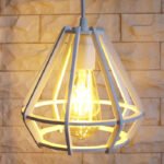 Suspension design Armin Home blanc en bois Suspension ajourée en lamelles de bois de style vintage fabrication artisanale T2 – Image 3