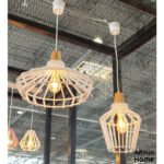 Suspension design Armin Home blanc en bois Suspension ajourée en lamelles de bois de style vintage fabrication artisanale T2 – Image 4