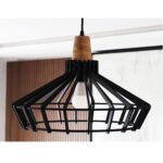 Suspension design Armin Home noir en bois Suspension ajourée en lamelles de bois de style vintage fabrication artisanale T4 – Image 3