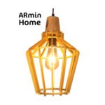 Suspension design Armin Home doré en bois Suspension ajourée en lamelles de bois de style vintage fabrication artisanale T3