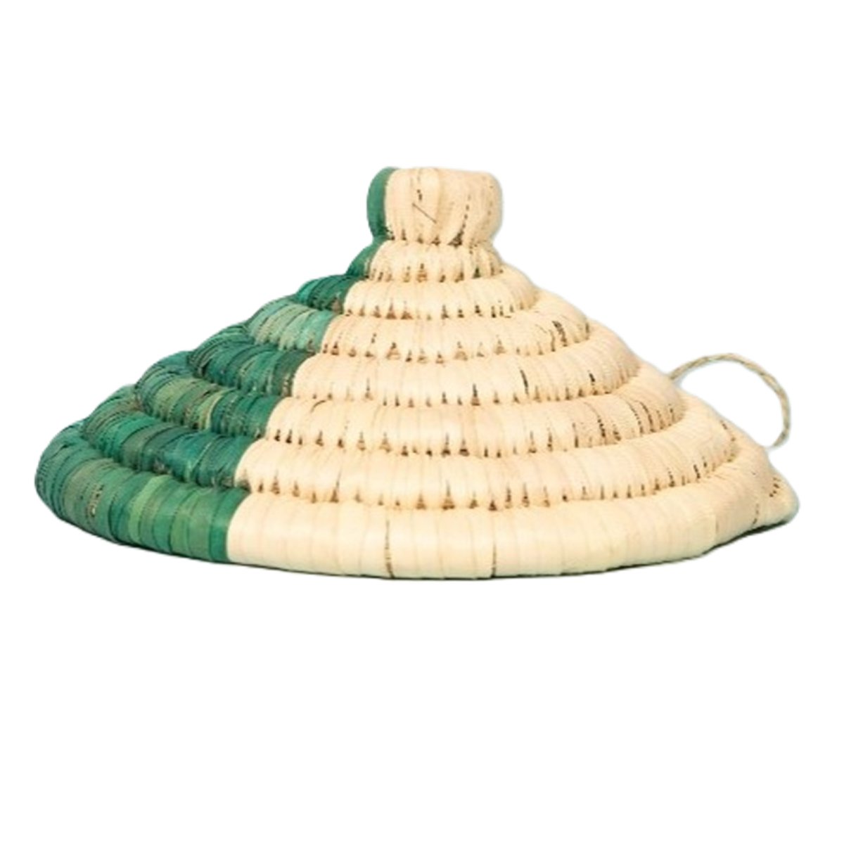 ARZ 1319 Panier de rangement rustique ajouré rond tressée à la main en fibre de palmier naturelle Bicolor PM – Image 1
