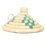 Panier de rangement rustique ajouré rond tressée à la main en fibre de palmier naturelle Bicolor  PM