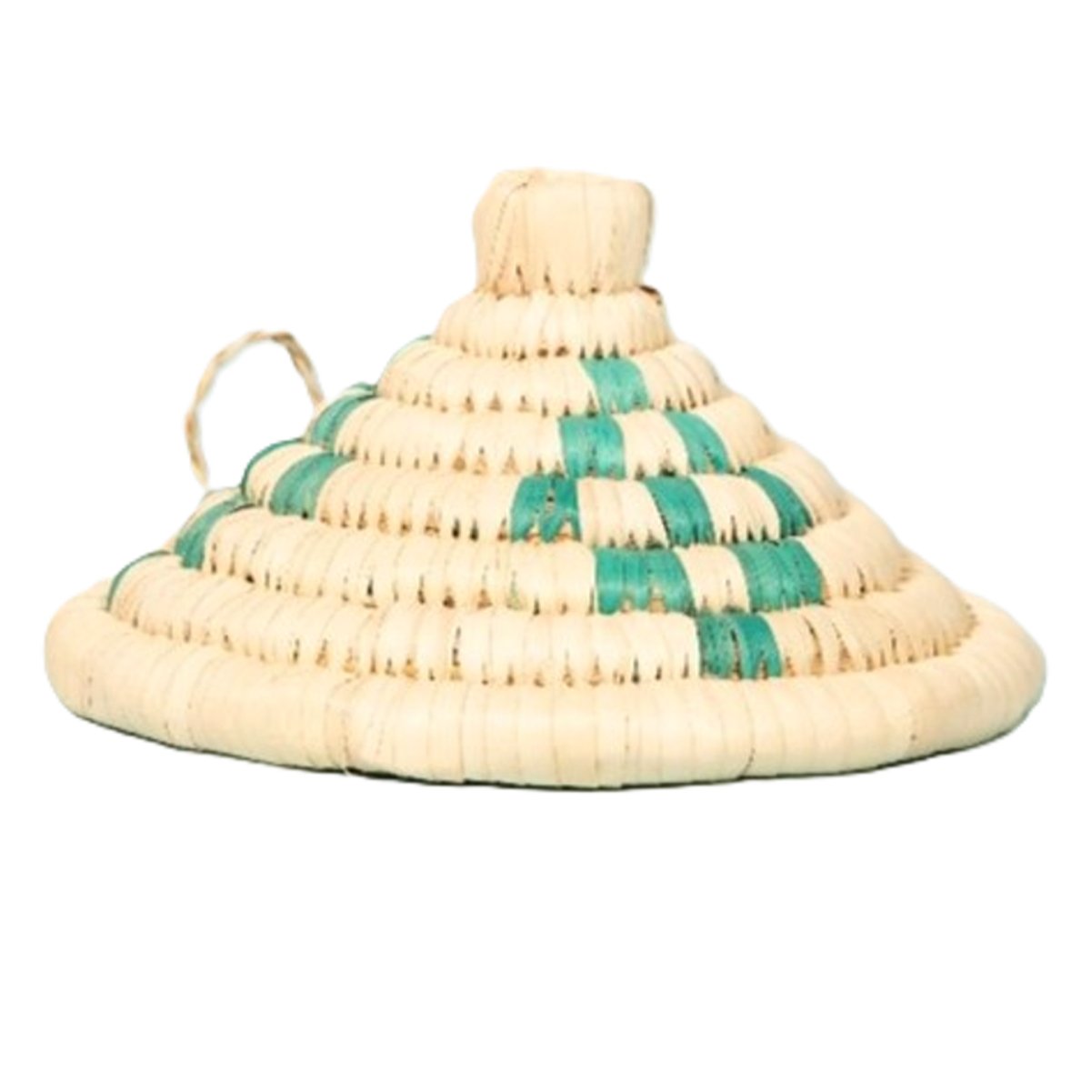 ARZ 1322 Panier de rangement rustique ajouré rond tressée à la main en fibre de palmier naturelle Bicolor PM – Image 1