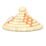 Panier de rangement rustique ajouré rond tressée à la main en fibre de palmier naturelle Bicolor  PM