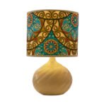 Lampe à poser abat-jour de haute gamme en wax pied en céramique de style vintage de la Collection Retro Art  N°42