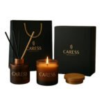 Coffret Double Plaisir parfumée Duo Caress ambiance printanière ! 100% fabrication artisanale senteur Pêche