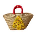 Mini couffin cadeau de Noël haut de gamme motif festif en fibre de palmier fait main FMM 2510