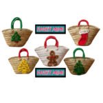 Mini couffin cadeau de Noël haut de gamme motif festif en fibre de palmier fait main FMM 2510 – Image 3