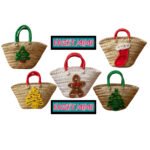 Mini couffin cadeau de Noël haut de gamme motif festif en fibre de palmier fait main FMM 2511 – Image 3