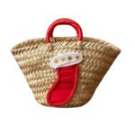 Mini couffin cadeau de Noël haut de gamme motif festif en fibre de palmier fait main FMM 2512