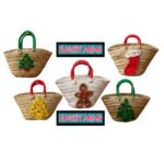 Mini couffin cadeau de Noël haut de gamme motif festif en fibre de palmier fait main FMM 2513 – Image 3