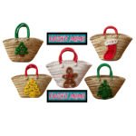 Mini couffin cadeau de Noël haut de gamme motif festif en fibre de palmier fait main FMM 2514 – Image 3