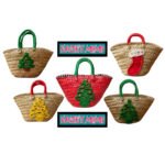 Mini couffin cadeau de Noël haut de gamme motif festif en fibre de palmier fait main FMM 2515 – Image 3
