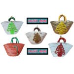 Mini couffin cadeau de Noël haut de gamme motif festif en fibre de palmier fait main – Image 3