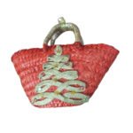 Mini couffin cadeau de Noël haut de gamme motif festif en fibre de palmier fait main