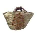 Mini couffin cadeau de Noël haut de gamme motif festif en fibre de palmier fait main