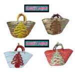 Mini couffin cadeau de Noël haut de gamme motif festif en fibre de palmier fait main – Image 3