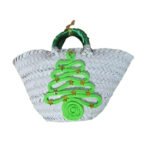 Mini couffin cadeau de Noël haut de gamme motif festif en fibre de palmier fait main