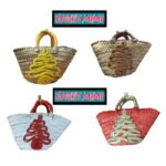 Mini couffin cadeau de Noël haut de gamme motif festif en fibre de palmier fait main – Image 3