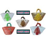 Mini couffin cadeau de Noël haut de gamme motif festif en fibre de palmier fait main – Image 3