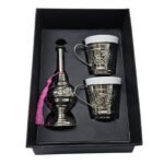Coffret cadeau haut de gamme duo plaisir 3 pièces * Service à café design arabesque en fine porcelaine et du cuivre martelé fait à la main – Image 3