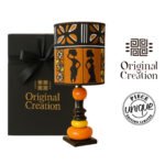 Lampe à poser abat-jour de haute gamme en wax pied galets en céramique de style vintage de la Collection Zen N° 77 – Image 3