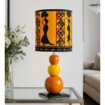 Lampe à poser abat-jour de haute gamme en wax pied galets en céramique de style vintage de la Collection Zen N° 57 – Image 2