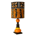 Lampe à poser abat-jour de haute gamme en wax pied galets en céramique de style vintage de la Collection Zen N° 77