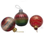 Décorations festives boule de Noël décoration noël en Verre soufflé fait main décorée main GM – Image 2