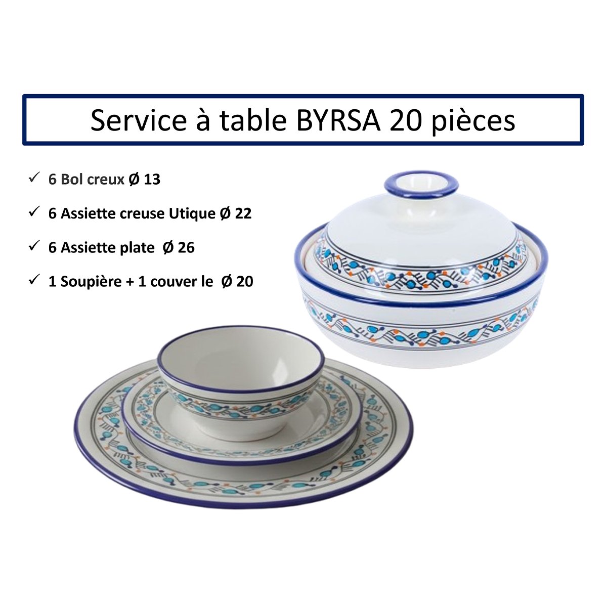 AMC 4120 Service a table 20 pièces Byrsa en fine céramique fait main AMC 4120 – Image 1