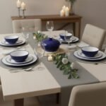Service a table 20 pièces Bicolor en Bleu et Blanc en céramique fait main AMC 4121 – Image 2